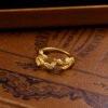 S925 Sterling Silver Gold-plated Hollowed-out Leaf Set Ring Rings 8