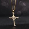 Gold-plated Copper Zircon Love Geometric Cross Pendant Necklace Necklaces 12