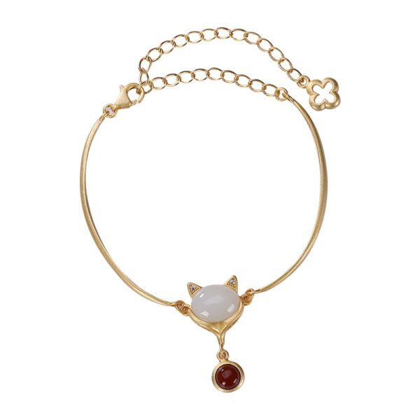 925 Silver Handmade Ancient Gold Original Bracelet Little Fox Bracelets 4