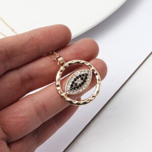 Long Eyes Inlaid Gemstone Round Fashion Earrings And Necklace Set Earrings