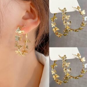 C Earrings Solid Gold Butterfly Earrings Earrings