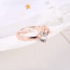 Ladies Cute Rabbit Copper Inlaid Zircon Ring Rings 13