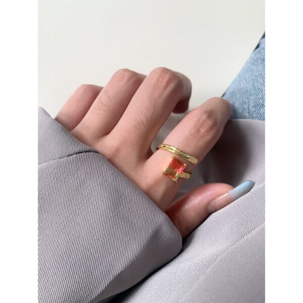 Small Design Sense Irregular Surface Micro-inlaid Two-color Stone Accessories 6