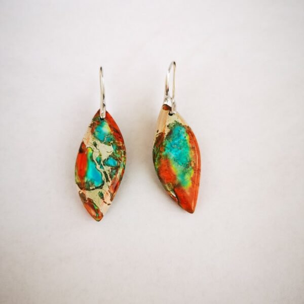 Colorful Emperor Stone Leaf Multicolor Irregular  Earrings Earrings 5