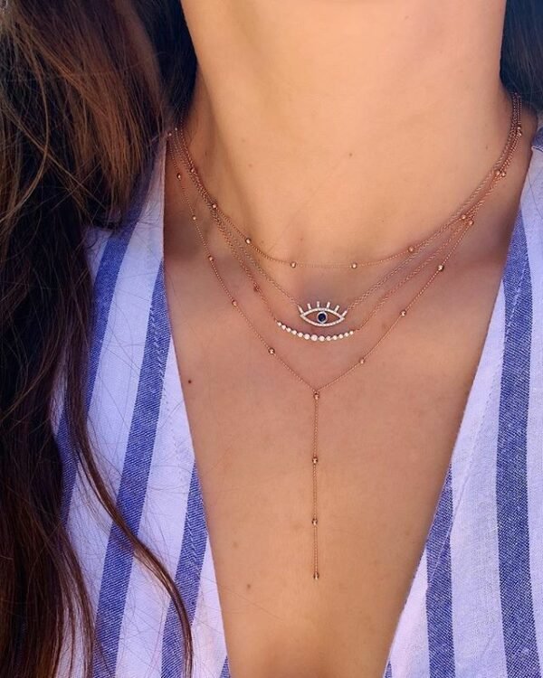 Fashionable Personality Women’s Full Diamond Five-pointed Star Eye Pendant Multi-layer Necklace Necklaces 4