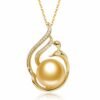 11-12mm 925 Silver Saltwater Gold Pearl Pendant Necklaces 12