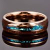 Rose Gold Inlaid Acacia Wood Opal Dome Tungsten Steel Ring Rings 12 Rose Gold Inlaid Acacia Wood Opal Dome Tungsten Steel Ring Rings 12