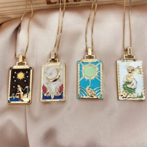 Copper Plated Fashion Retro Oil Painting Pendant Necklace Necklaces