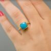 Simple Square Turquoise 18k Gold Plated Ring Rings 12