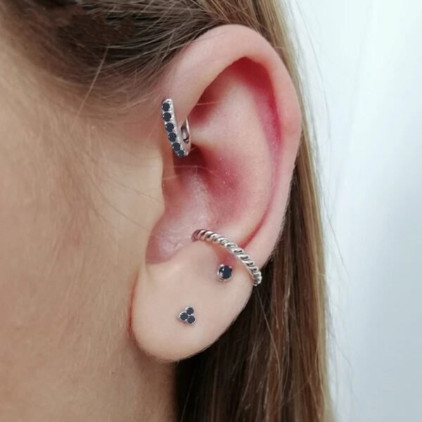 Women’s Sterling Silver Diamond Trinity Combination Earrings Earrings 3