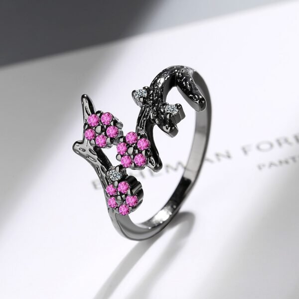 Black Gold Branch  Ring With Zirconium Diamonds Rings 8