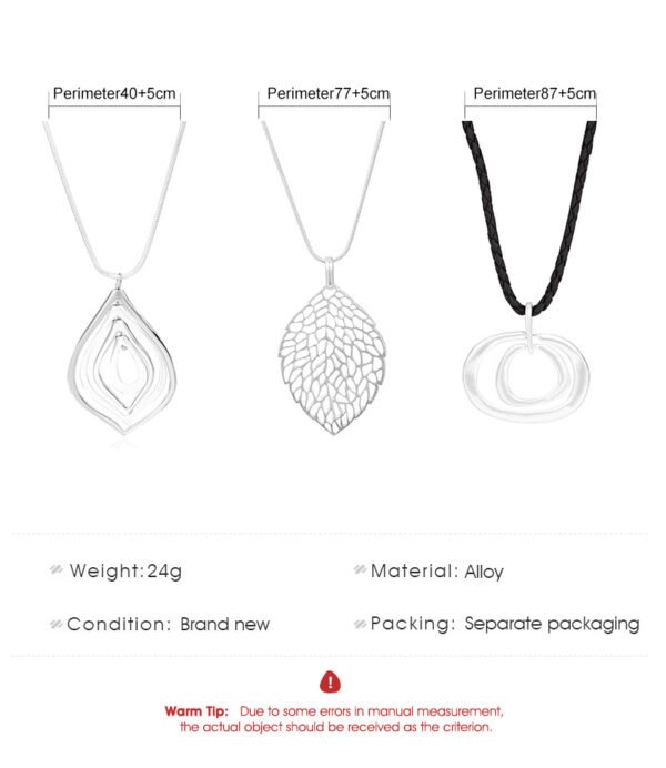 Retro Simple Metal Circle Pendant Necklace Creative Necklaces 7