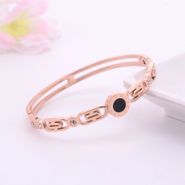 Fashionable Roman Numeral Rose Gold Women’s Titanium Steel Bracelet Bracelets 7