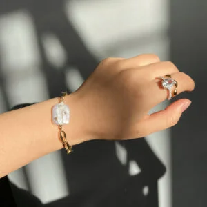 Freshwater Pearl Bracelet Mini Zircon Inlaid Pearl Pendant Gold-plated Bracelet Bracelets