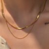 Double-layer And Three-layer Cold Wind Wide, Flat And Thin Folded Snake Bone Necklace Does Not Fade Necklaces 16