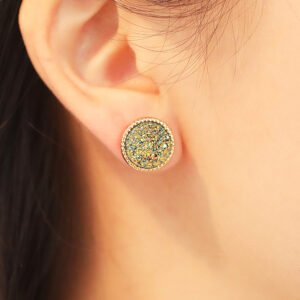 Geometric Round Mineral Crystal Earrings Earrings