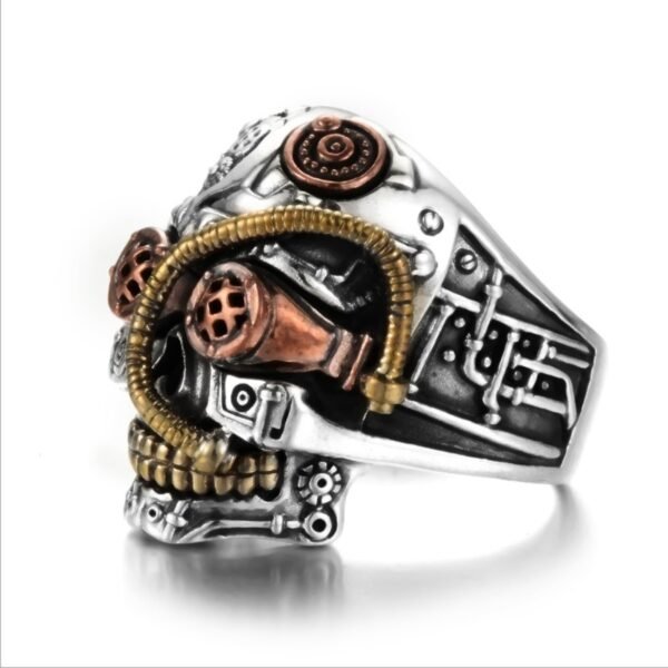 Hot Style Accessories, Hip Hop Industrial Steam Men’s Ring Carved Three-color Rings 5