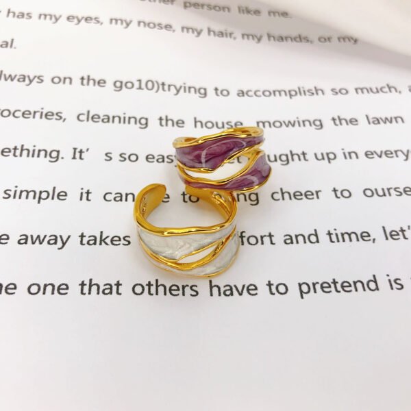Ring Jurchen Gold Plating Ladies Fashion Temperament Enamel Rings 4
