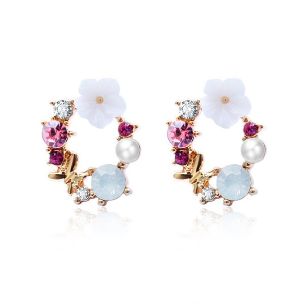 Girly Heart Pearl Bow Knot Wreath Ears Earrings 6