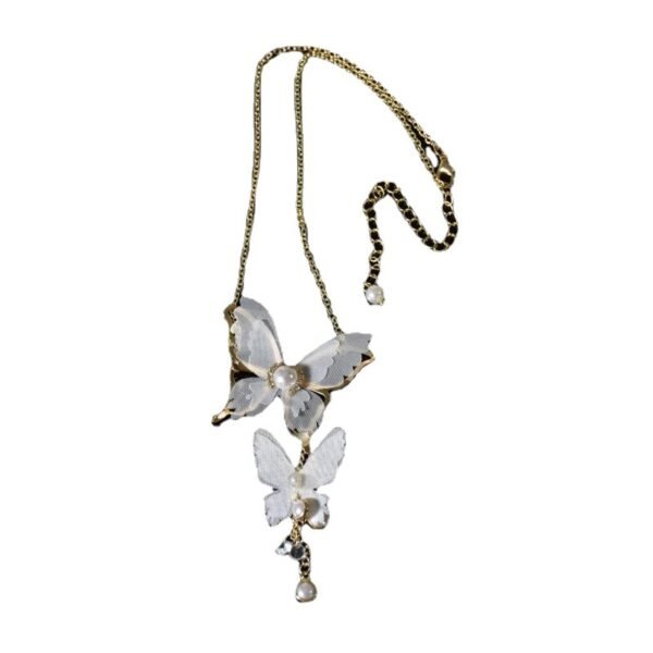 Fashionable Personality Pearl Diamond Lace Butterfly Necklace Necklaces 5