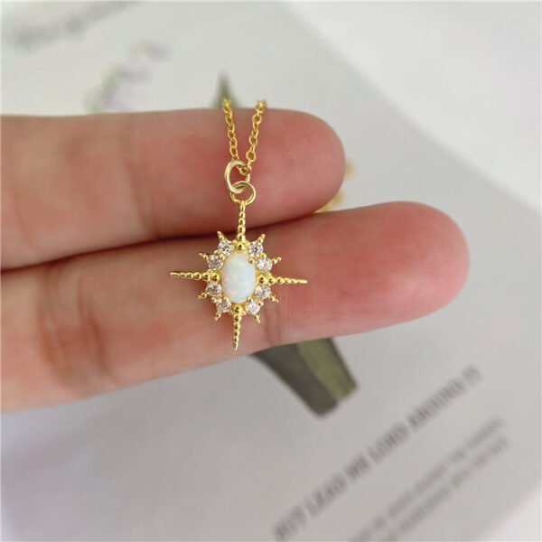 S925 Sterling Silver Plated 14k Gold Inlaid Opal Sun Necklace Women Necklaces 5