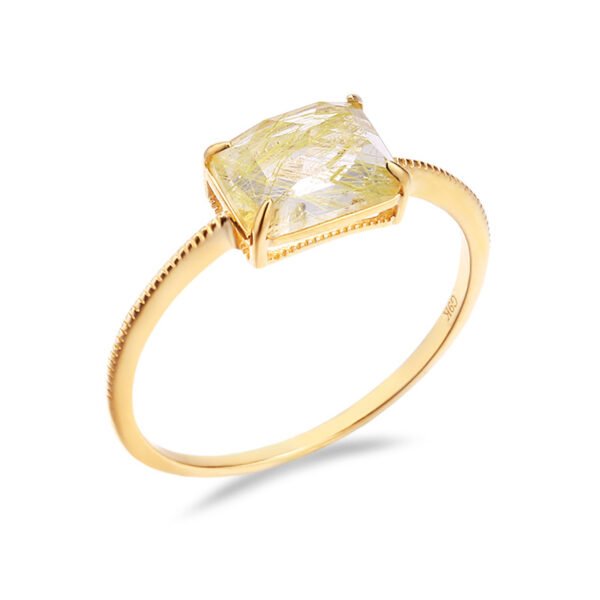 S925 Silver Natural Rectangular Crystal Geometric Ring Rings 4