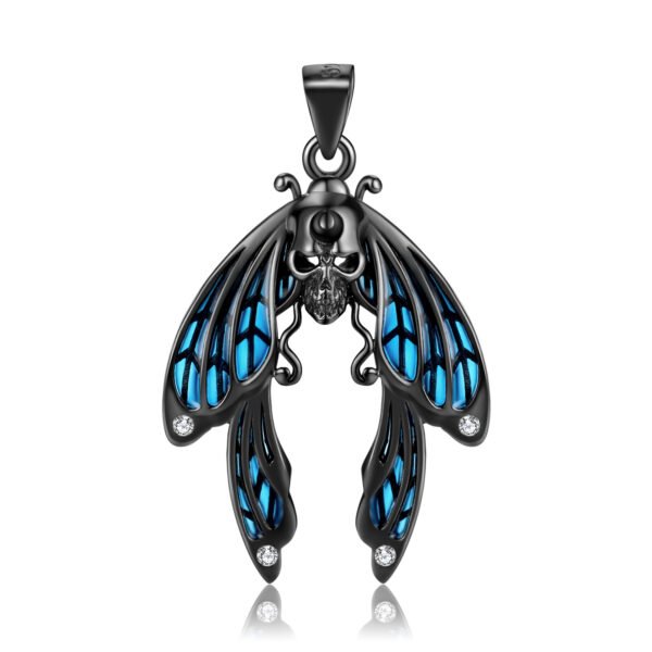 Original Design Blue Cicada Necklace S925 Sterling Silver Electroplated Black Gold Mixed With Dark Style Necklace Necklaces 6