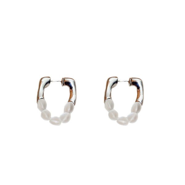 Korean Ins Wind Pearl Transparent Natural Stone Ears Earrings 3