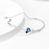 Blue Crystals from Austria Love Heart Bangle Bracelet in White Gold Plated Sterling Silver Bracelets 11