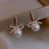 Light Luxury Bowknot Women’s Pearl Stud Earrings Earrings 11