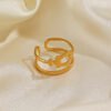 Temperament Wild Gold Plated Double Stainless Steel Geometric Ring Rings 22
