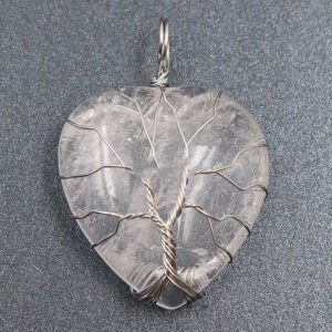 Peach Heart-shaped Lovers Pendant Natural Crystal Tree Of Life Necklace Necklaces