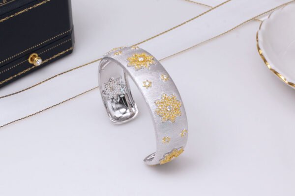 925 Silver Gold Plated Divided Snowflake Bracelet Bracelets 7