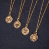 Gold Round Constellations Zodiac Sign Stainless Steel Necklace Necklaces 13