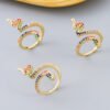 Ring Brass Gold Plated Micropaved Zircon Charm Rings 12