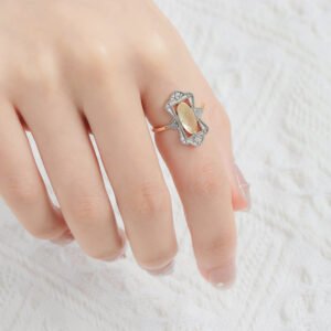 S925 Silver Gold-plated Precision Carving Natural Gold Grape Stone Ring Rings