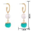 European and American trend earrings imitation baroque pearl small fresh candy green crystal cluster pendant earrings fashion C-shaped earrings Earrings 14