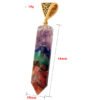 Seven Chakra Natural Crushed Stone Hexagon Column Necklace Aura Pendant Necklaces 17