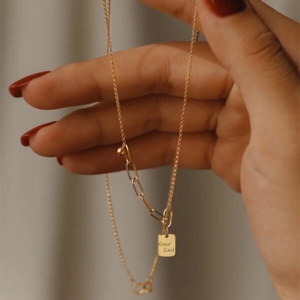 18K Gold Square Necklace Bracelet For Women Necklaces 3