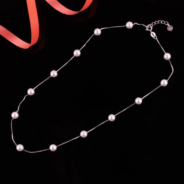 Clavicle Chain Short Pearl Necklace Female 925 Sterling Silver 18k Gold Necklaces 5
