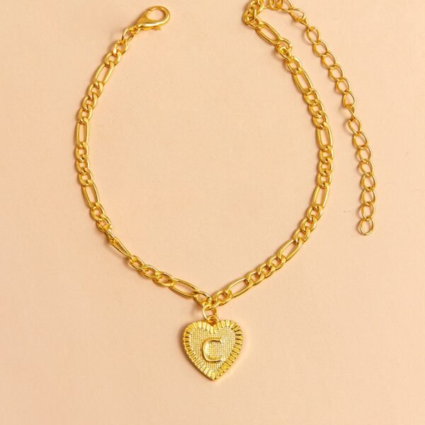 Initial Letter Anklet Gold Color Heart Pendant Foot Bracelets Women Anklets 10