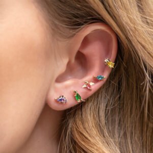 Jewelry Real Gold Plated Colorful Zircon Cute Stud Earrings Earrings