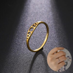 Cut Titanium Steel Gold Hollowed-out Sun Ring Rings