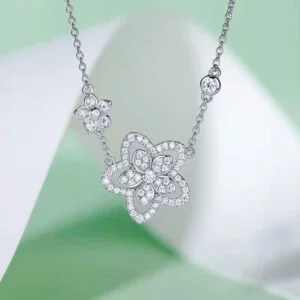 18K White Gold Graff Necklace Butterfly Elements Flowers Necklaces