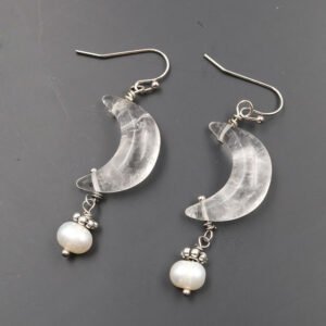Natural Tigereye Moon Earrings Fashion OL Pearl Earrings AliExpress Amazon Sources Earrings
