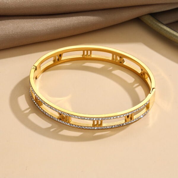 Titanium Steel Electroplated 18K Real Gold Roman Numerals Bracelet Bracelets 5