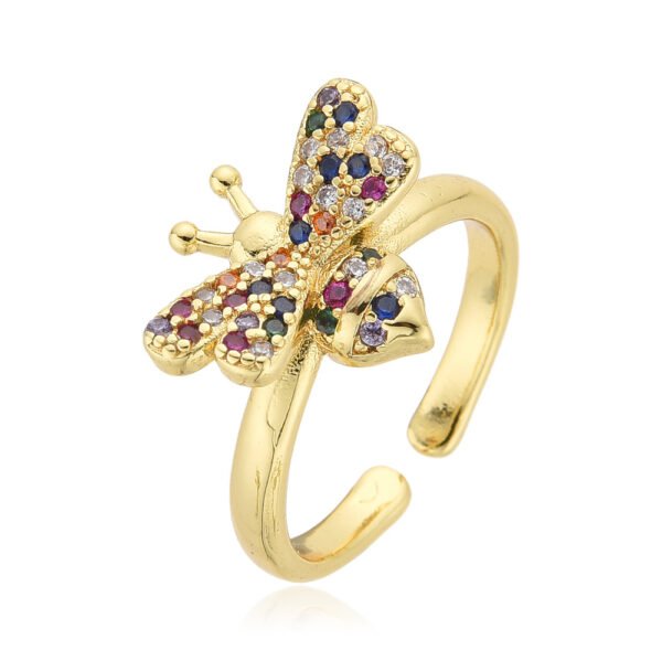 Women’s 18K Gold Micro Inlay Color Zircon Open Adjustable Ring Rings 7