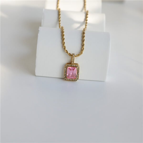 Women’s 18K Gold Plated Hip Hop Gemstone Necklace Clavicle Chain Necklaces 11