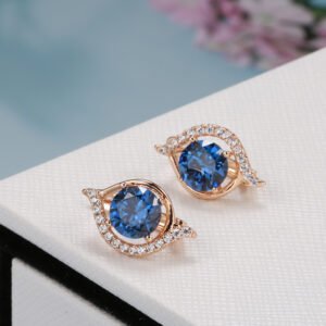 Women’s Fashion Rose Gold Blue Zircon Earrings Earrings