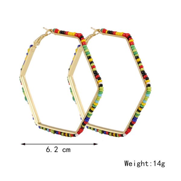 Geometric Handmade Rice Beads Heart Earrings Earrings 8